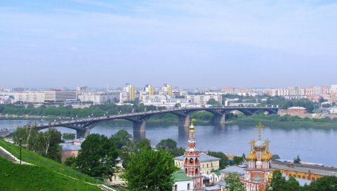 россия, мосты, небо, Нижегородские