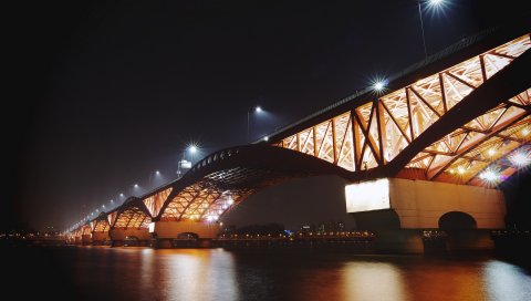 мост, ночь,огни