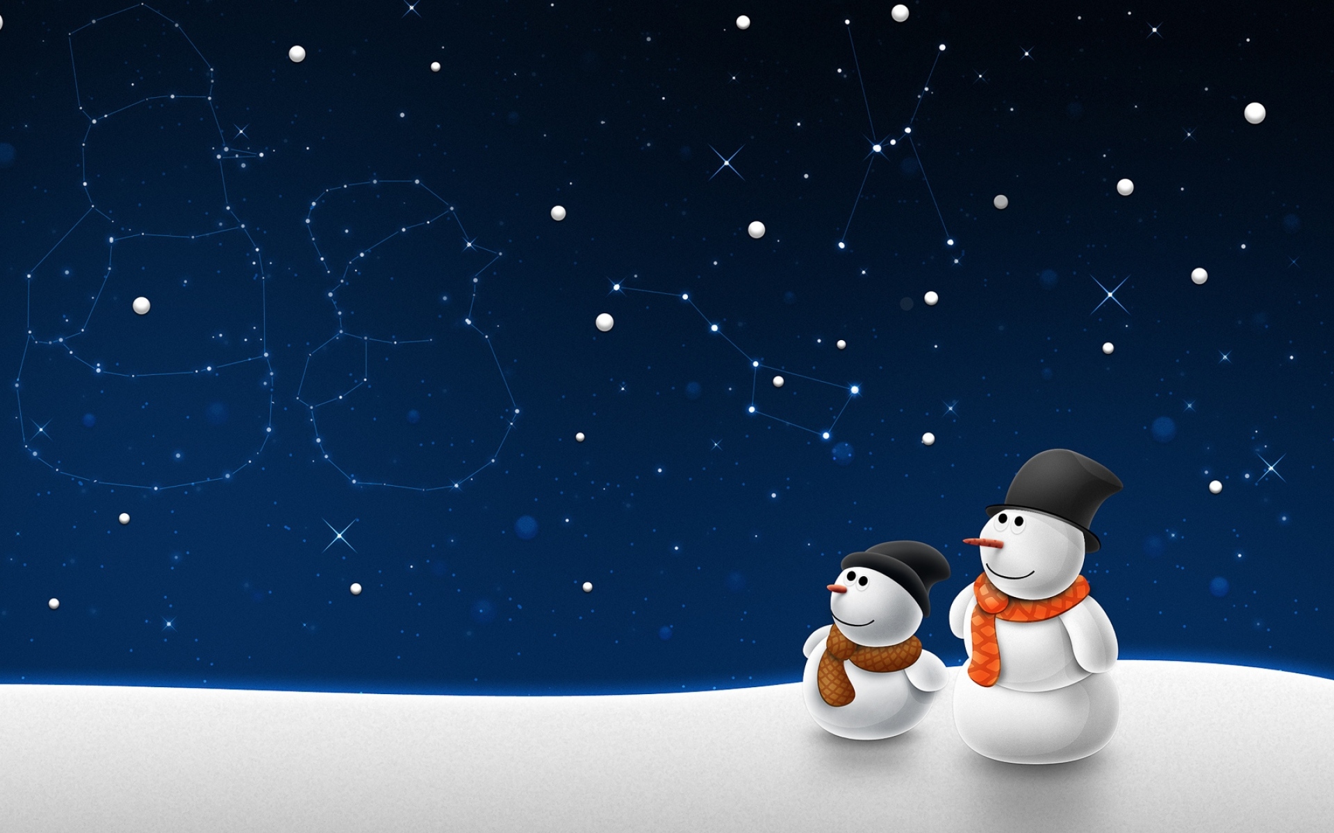 Картинки снеговиков, небо, новый год фото и обои на рабочий стол