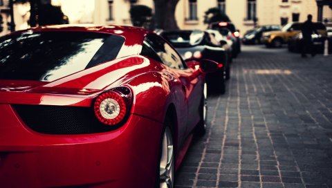 Ferrari, Veyron, Бугатти, черная, Италия , красные