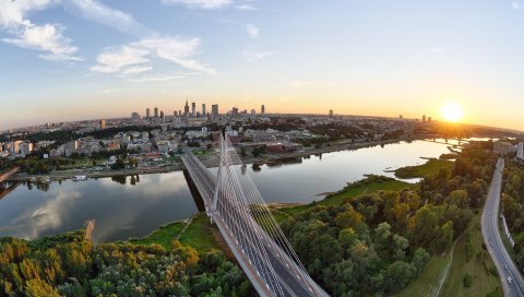 мост, трава, небо, природа