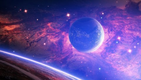 планета, свет, пятна, пространство