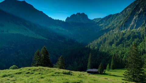 гора, трава, природа, пейзаж
