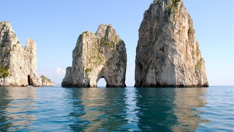 скалы, берег, лето, море