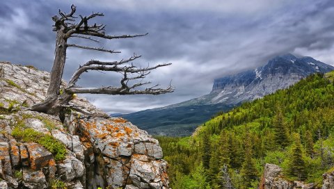 горы, небо, облака,камни