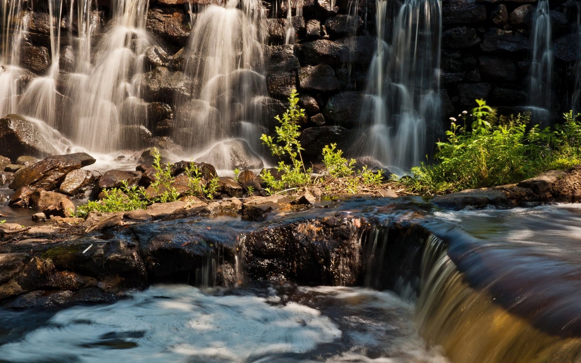 Картинки водопад, пена, река, горы фото и обои на рабочий стол