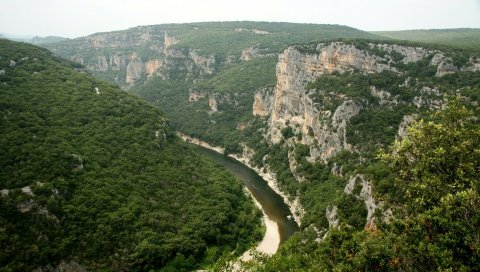 горы, дорога, вид сверху, трава, деревья, лето