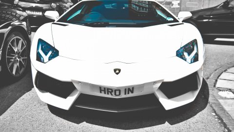 Lamborghini, lamborghini aventador lp700-4, белый, авто
