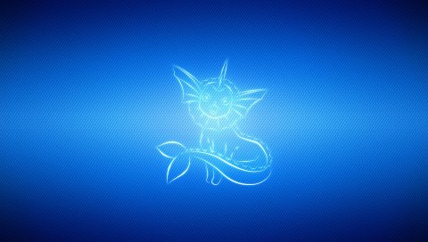 Vaporeon, свет, линия, покемон синий