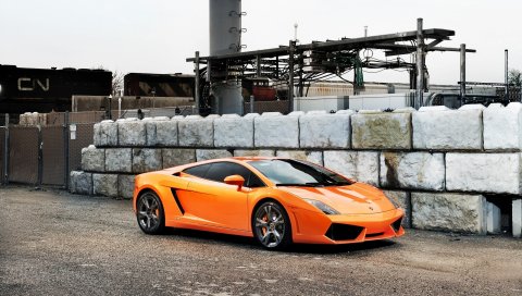 Lamborghini, оранжевый, автомобиль, стиль