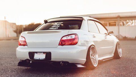 Subaru impreza wrx sti, авто, белый, спортивный автомобиль