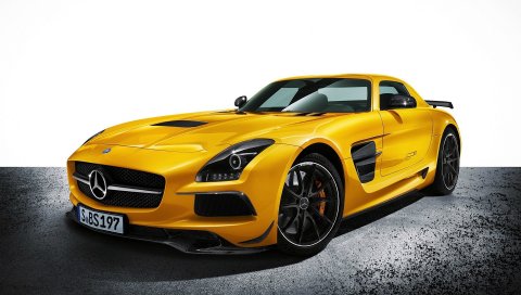 Mercedes-benz, sls amg, желтый, авто