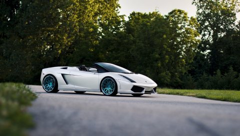 Lamborghini, автомобили, улица, деревья