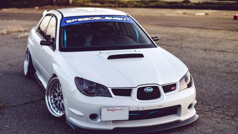 Subaru impreza, wrx sti, white, auto