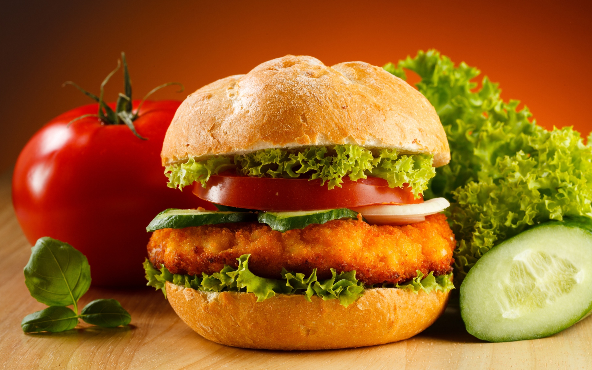 Картинки гамбургер, мясо, овощи, булочка фото и обои на рабочий стол