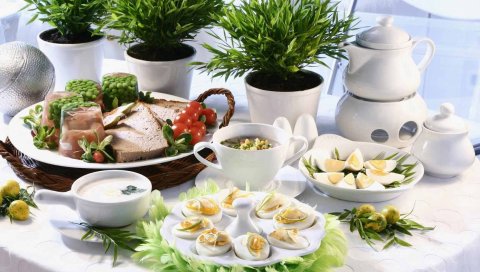 завтрак, обслуживание, еда, вкусная