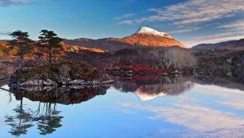 шотландия, горы, озеро , небо, отражение