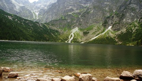 горы, озеро, скалы