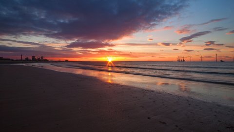 природа, море, песок , закат