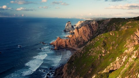 горы, море, трава, лето
