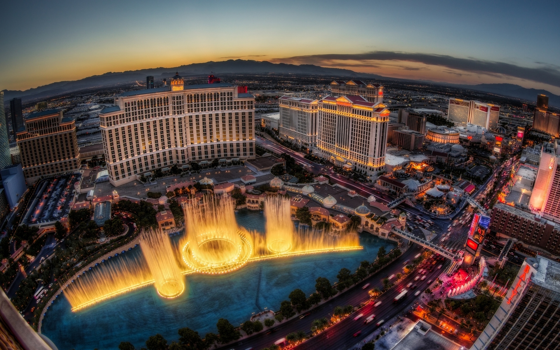 Картинки лас - Вегас, Bellagio, Белладжио отель, фонтан,панорама фото и обои на рабочий стол