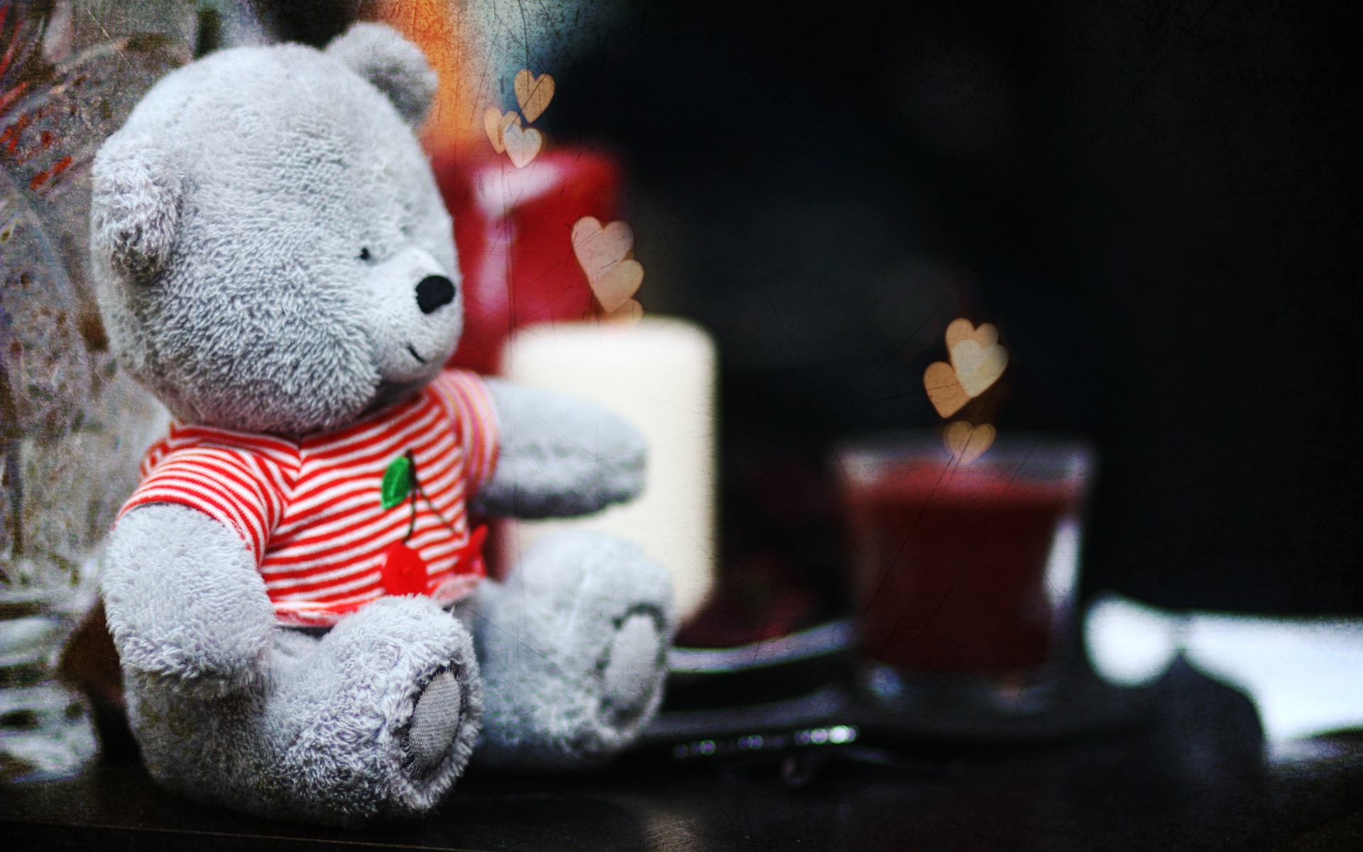 Картинки милый, плюшевый мишка, свечи, сердце, игрушечная, любовь фото и обои на рабочий стол