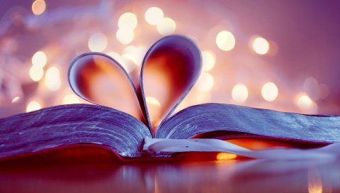 книгу, бок, страницу, закладки, сердце