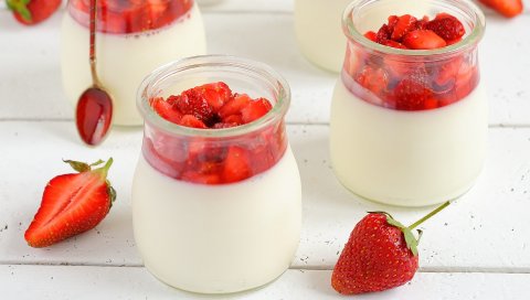крем, продукты питания, клубника