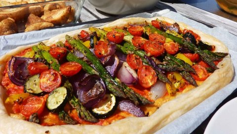 пицца, овощи, продукты питания, запеченный