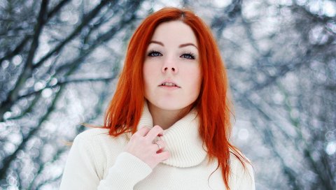 Лицо, рыжие волосы, взгляд