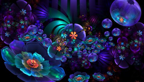 Цветы, фракталы, весы, светлые, темные