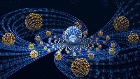 3d, аннотация, фрактал, шары, полет