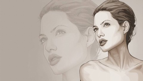 Angelina jolie, рисунок, лицо