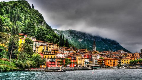 Италия, море, горы, hdr