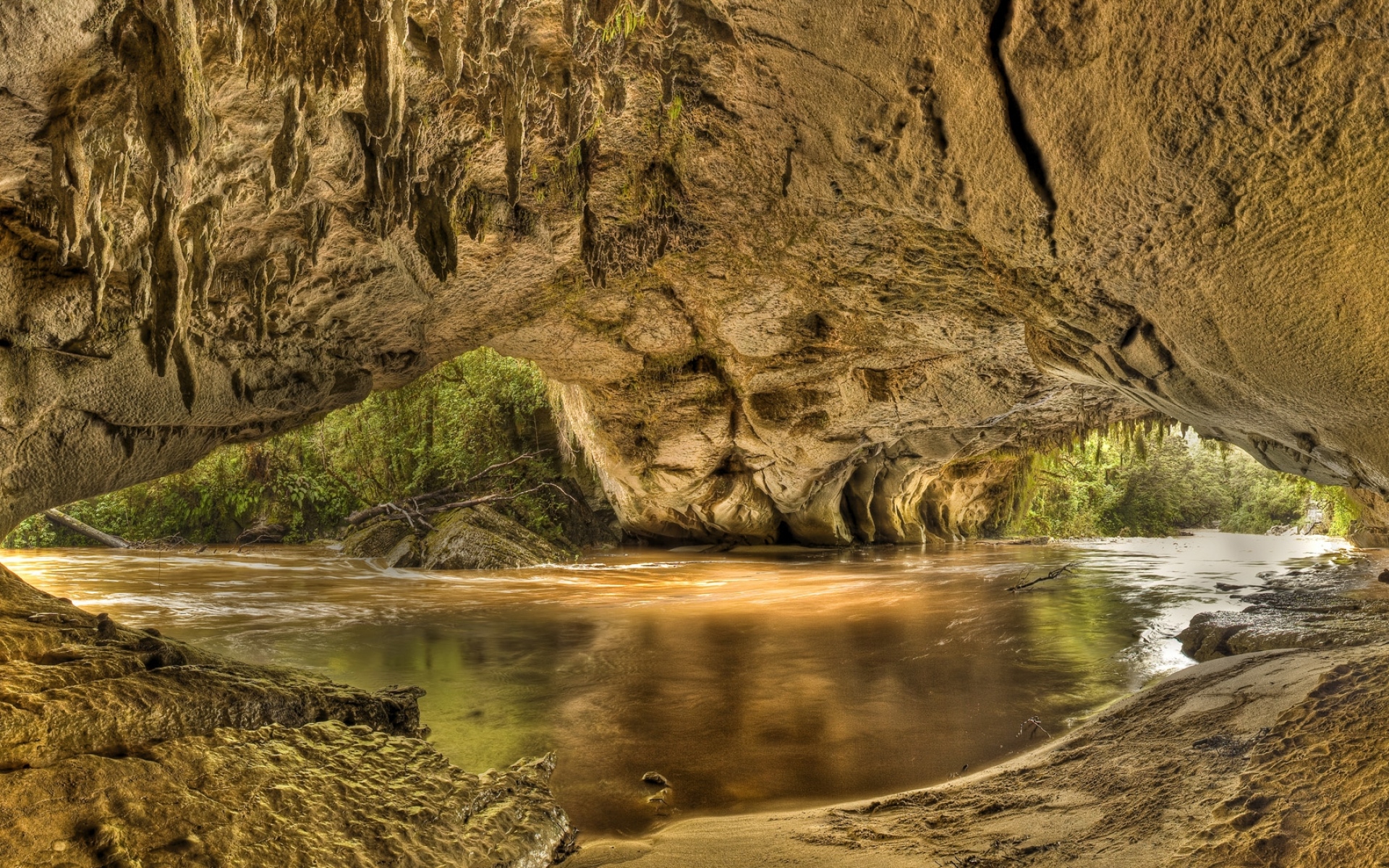 Картинки Национальный парк Кахуранги, камея, новая зеландия, река, пещера фото и обои на рабочий стол