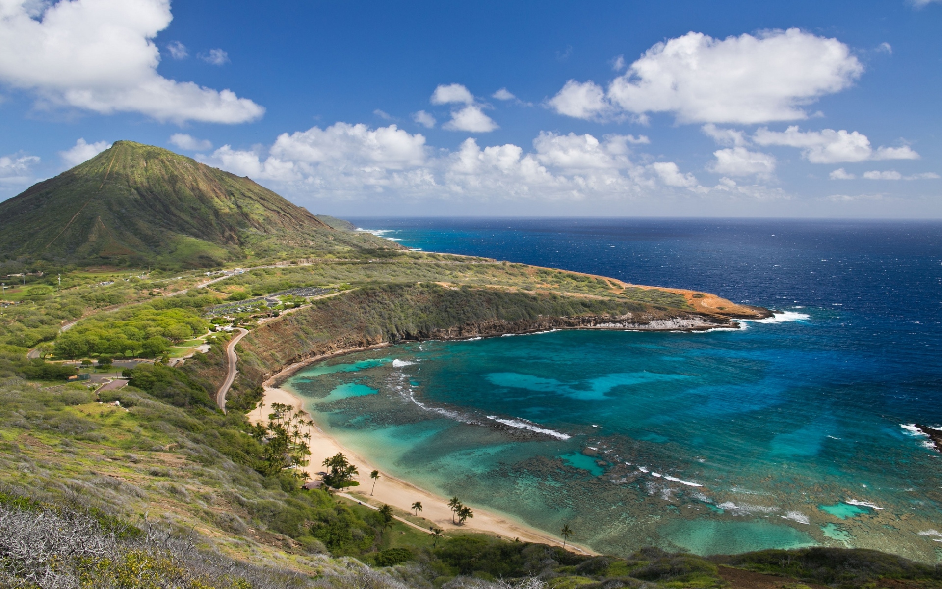 Картинки Hanauma bay, остров oahu, hawai, oahu, hawaii, гора, побережье, пейзаж фото и обои на рабочий стол
