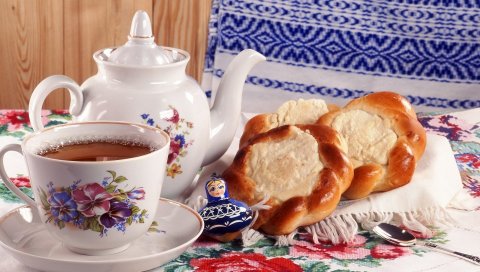 Сыр, чизкейк, фото, чай, кружка, чайник