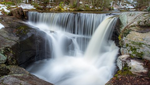 Лес, река, водопад, камни