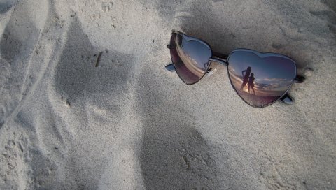 очки, песок, отражение