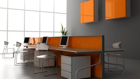 офис, дизайн, столы, компьютеры, графические