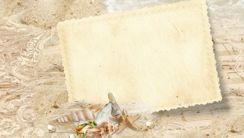 карты, украшения, ракушки, море, пляж