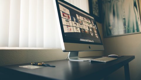 яблоко, бренд, IMAC, письменный стол,клавиатура