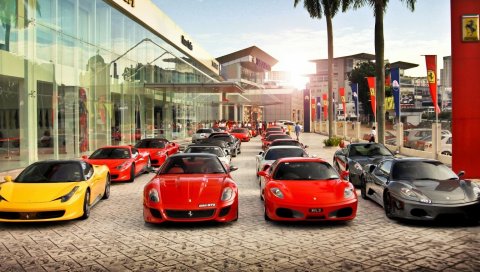 авто, Ferrari, вид, город