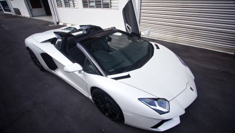 ламборджини, Aventador, родстер, LP700-4, роскошь, малайзия, суперкар, экзотический, белый