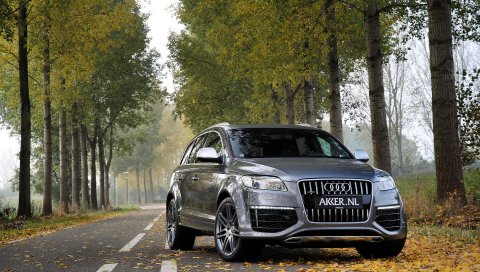 джип, серый металлик, q7, серая, ауди