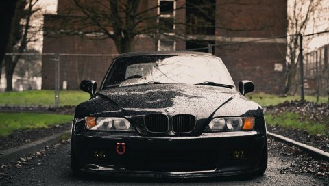 бмв, z3, черные, спереди, мокрый
