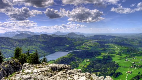 Горы, вид сверху, облака, пейзаж