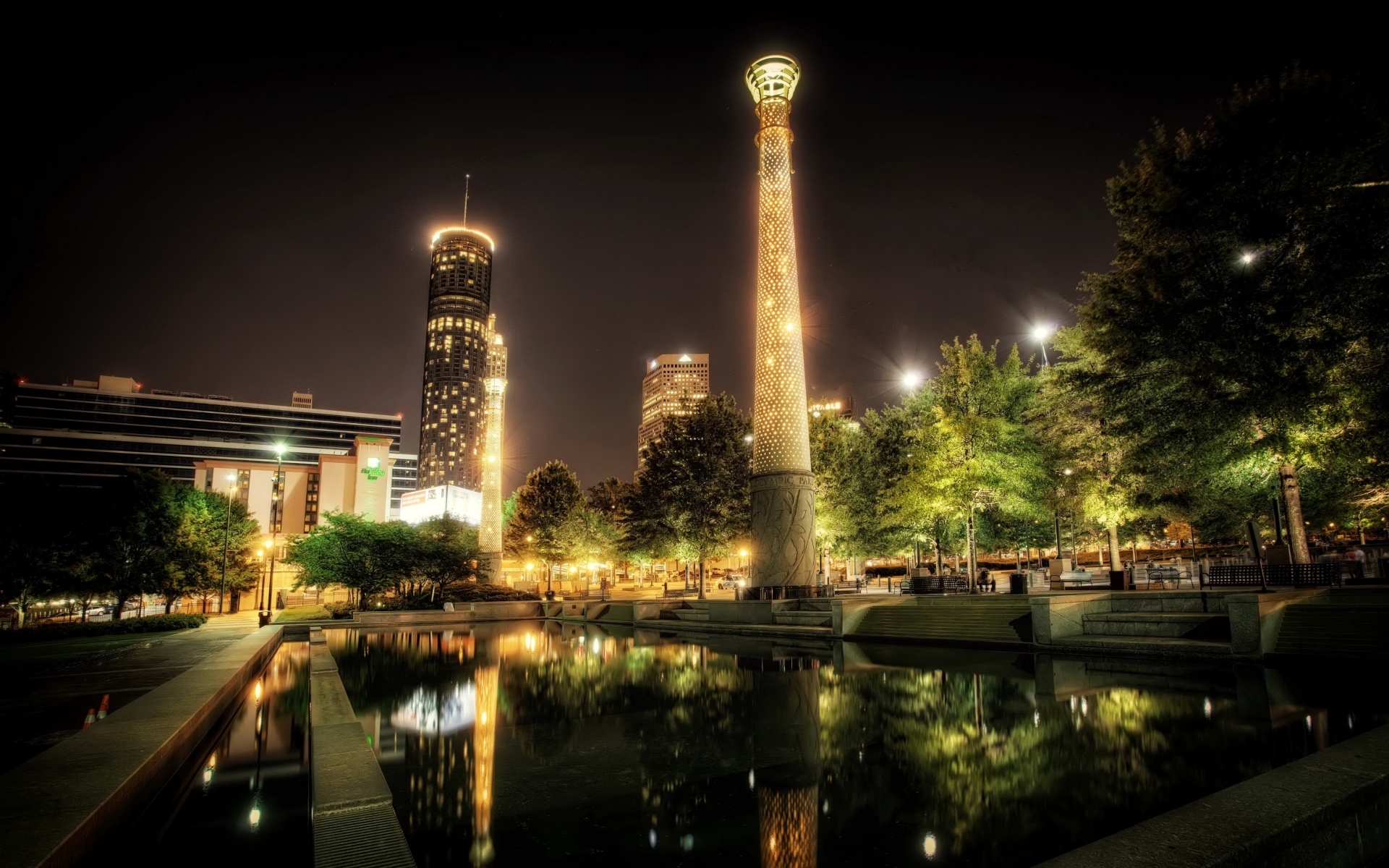 Картинки Парк, США, столетняя атланта, ночь, hdr фото и обои на рабочий стол