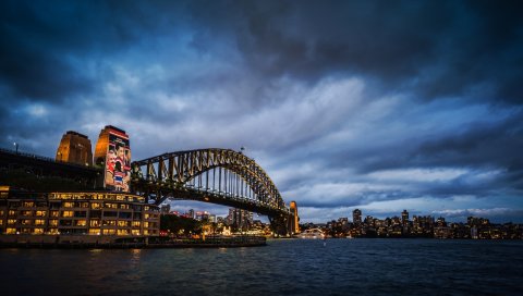 Сидней, Австралия, Сиднейский мост, мост, городская ночная жизнь