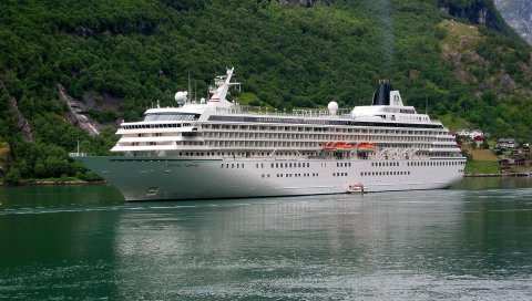 Корабль, море, океан, волны